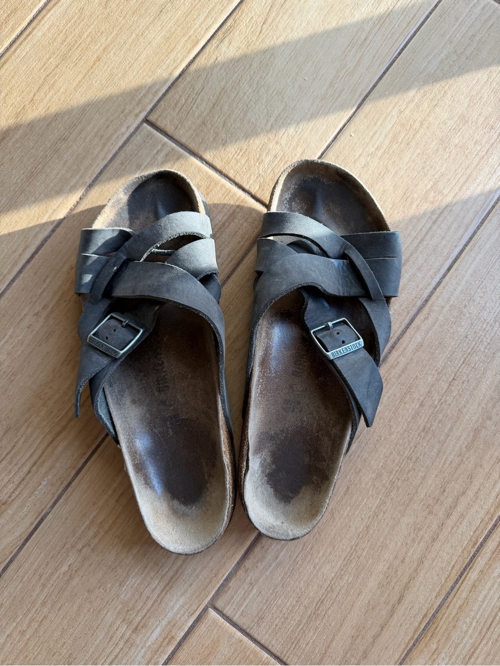 Birkenstock Men’s Black Suede Crossover Strap Sandals